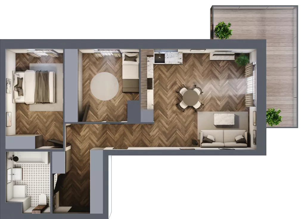 3 pokoje, mieszkanie 66,20 m², piętro 2, oferta nr A3.02.25, Osiedle Aura, Toruń, Jakubskie Przedmieście, ul. Żółkiewskiego 35
