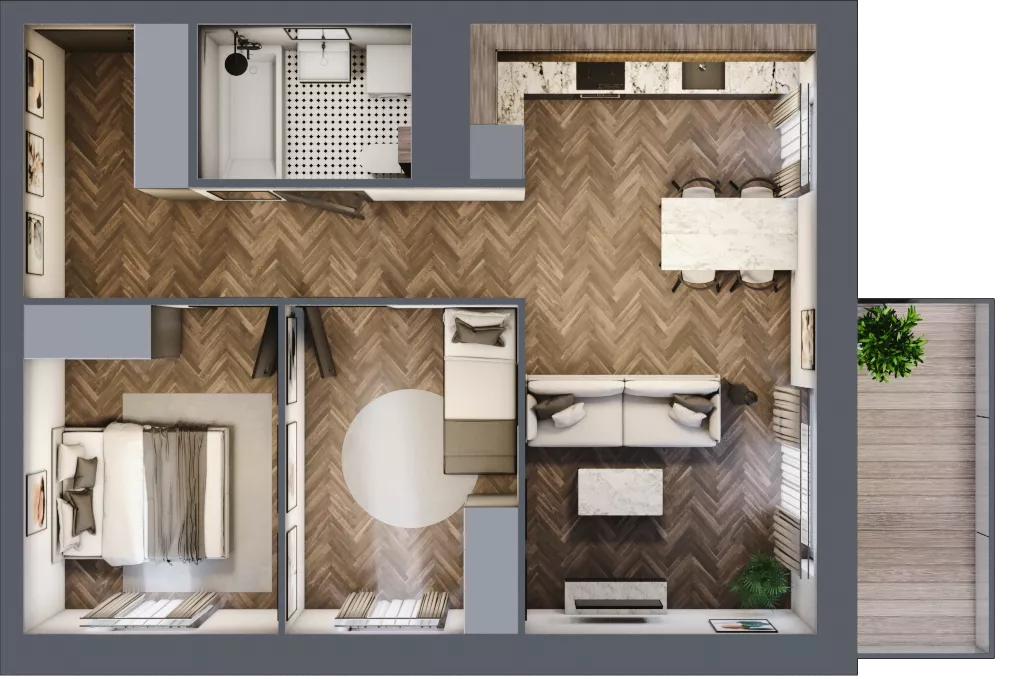 3 pokoje, mieszkanie 55,63 m², piętro 6, oferta nr A3.06.70, Osiedle Aura, Toruń, Jakubskie Przedmieście, ul. Żółkiewskiego 35