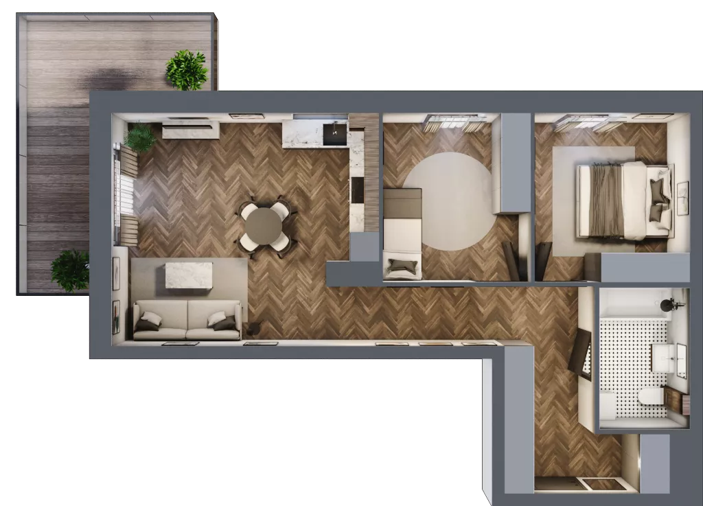 3 pokoje, mieszkanie 63,58 m², piętro 3, oferta nr A3.03.35, Osiedle Aura, Toruń, Jakubskie Przedmieście, ul. Żółkiewskiego 35