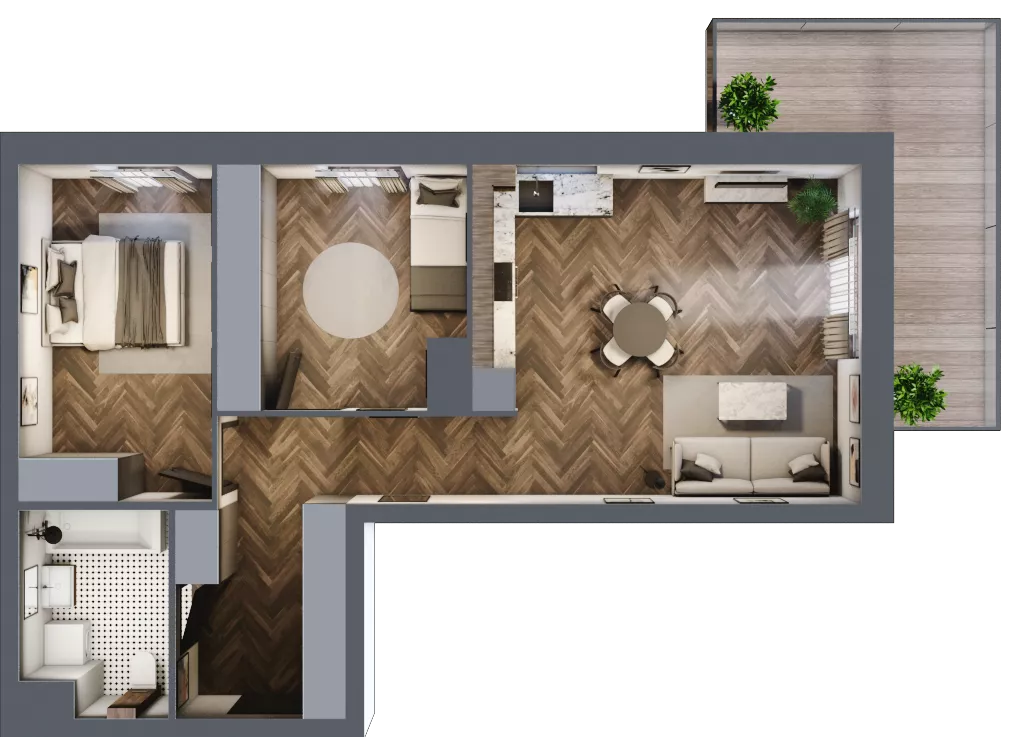 3 pokoje, mieszkanie 66,20 m², piętro 3, oferta nr A3.03.36, Osiedle Aura, Toruń, Jakubskie Przedmieście, ul. Żółkiewskiego 35