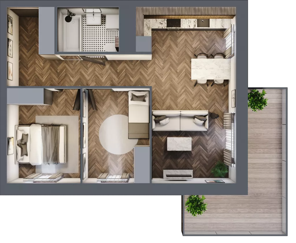 3 pokoje, mieszkanie 55,63 m², piętro 1, oferta nr A3.01.20, Osiedle Aura, Toruń, Jakubskie Przedmieście, ul. Żółkiewskiego 35