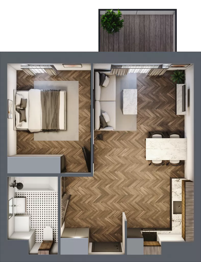 2 pokoje, mieszkanie 44,03 m², piętro 4, oferta nr A3.04.48, Osiedle Aura, Toruń, Jakubskie Przedmieście, ul. Żółkiewskiego 35