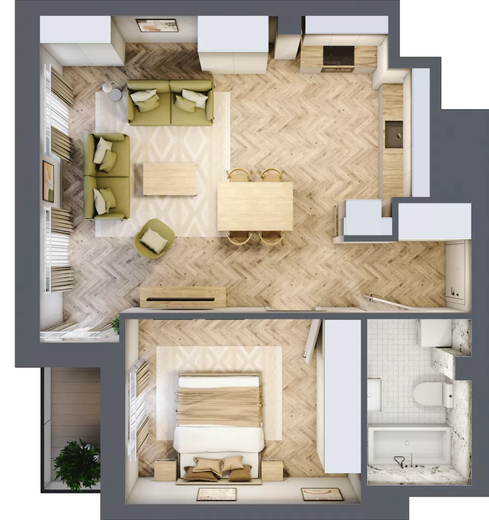 2 pokoje, mieszkanie 51,78 m², piętro 8, oferta nr 83, Ornament, Szczecin, Śródmieście, Nowe Miasto, al. Powstańców Wielkopolskich 100