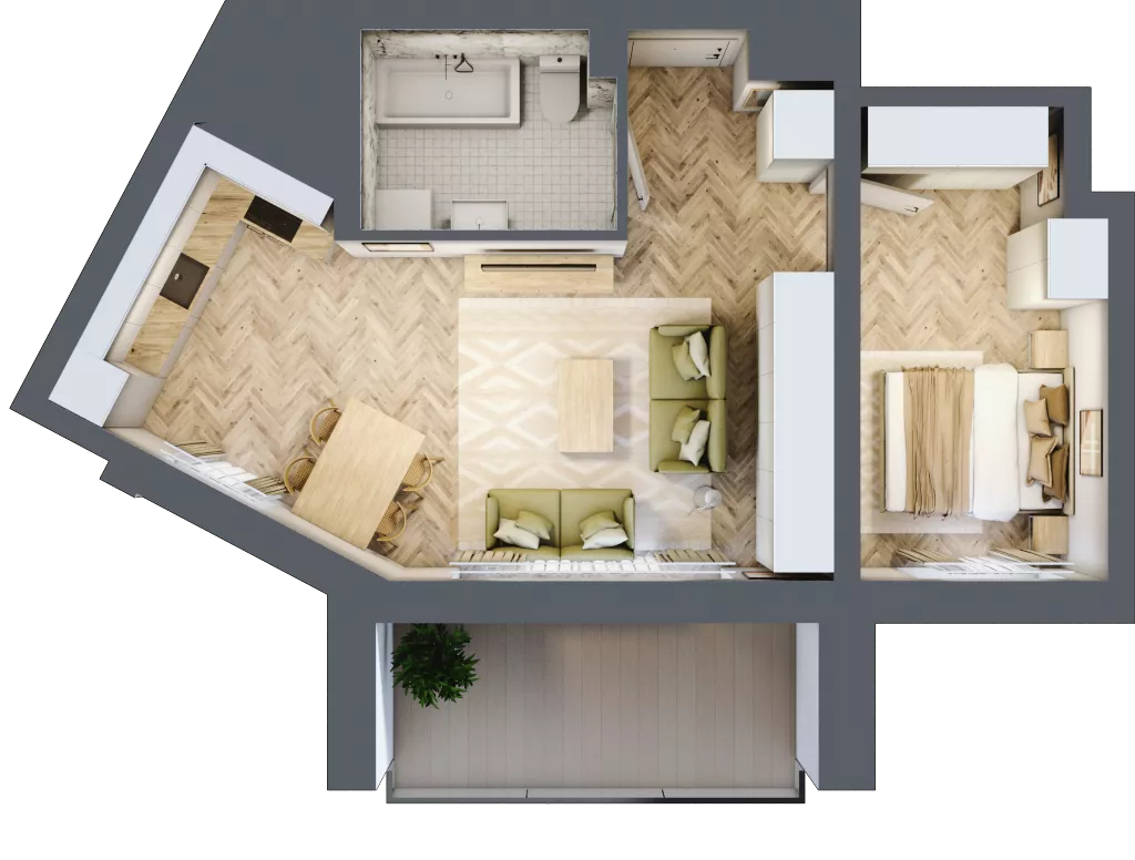 2 pokoje, mieszkanie 44,52 m², piętro 1, oferta nr 11, Ornament, Szczecin, Śródmieście, Nowe Miasto, al. Powstańców Wielkopolskich 100