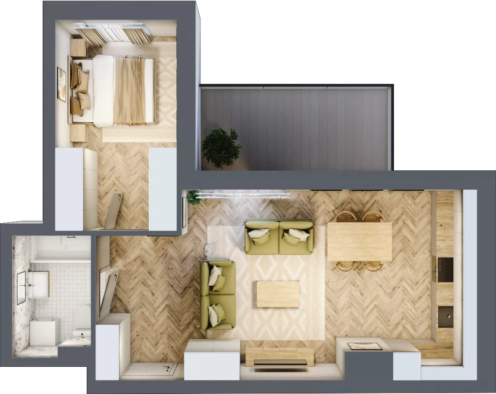 2 pokoje, mieszkanie 48,03 m², piętro 1, oferta nr 3, Ornament, Szczecin, Śródmieście, Nowe Miasto, al. Powstańców Wielkopolskich 100