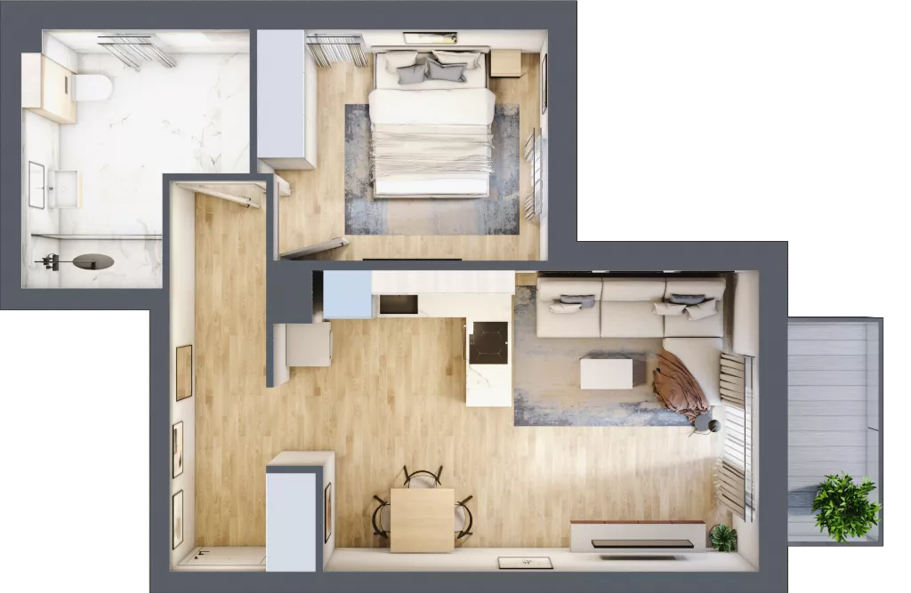 2 pokoje, mieszkanie 46,80 m², piętro 1, oferta nr 33, Zielone Zamienie IX, Zamienie, ul. Czekoladowa