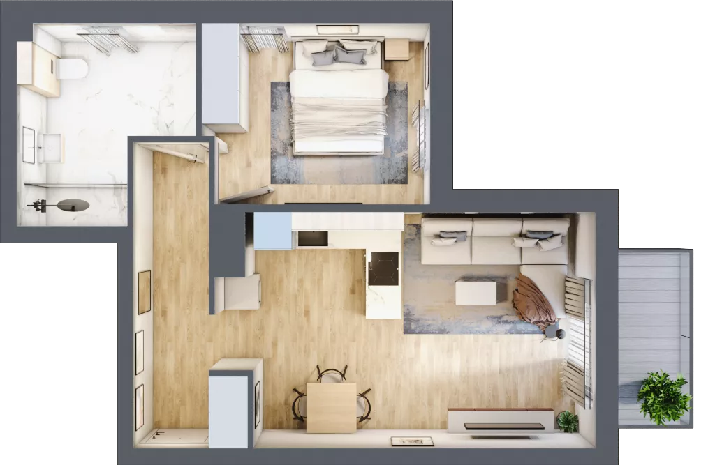 2 pokoje, mieszkanie 46,60 m², piętro 3, oferta nr 93, Zielone Zamienie IX, Zamienie, ul. Czekoladowa