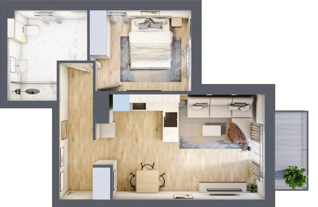 2 pokoje, mieszkanie 46,64 m², piętro 3, oferta nr 117, Zielone Zamienie IX, Zamienie, ul. Czekoladowa