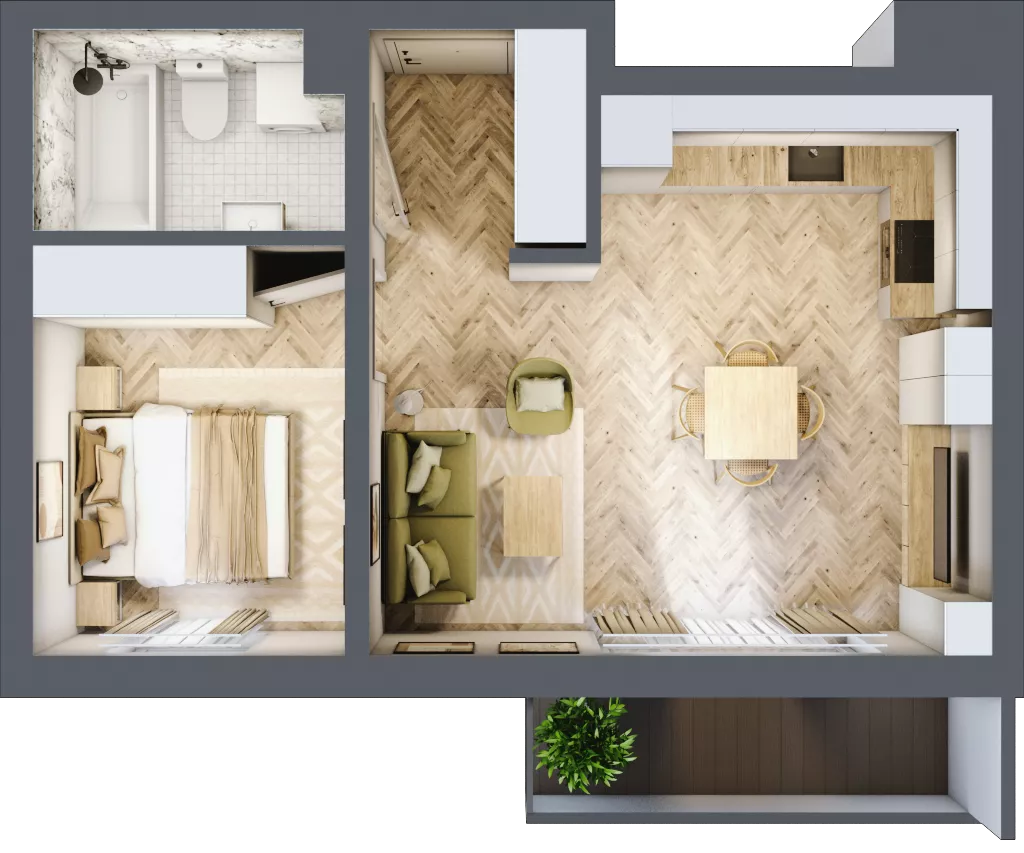 2 pokoje, mieszkanie 39,02 m², piętro 1, oferta nr A_1_12, Bukovo Park, Szczecin, Północ, Bukowo, ul. Strzelców Karpackich