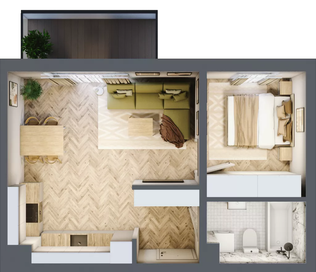 2 pokoje, mieszkanie 41,22 m², piętro 2, oferta nr A_1_24, Bukovo Park, Szczecin, Północ, Bukowo, ul. Strzelców Karpackich