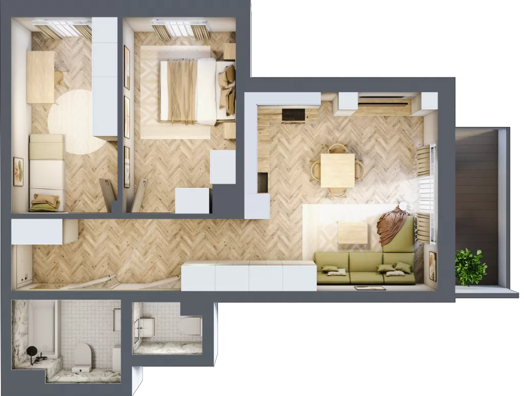 3 pokoje, mieszkanie 60,88 m², piętro 2, oferta nr A_1_18, Bukovo Park, Szczecin, Północ, Bukowo, ul. Strzelców Karpackich