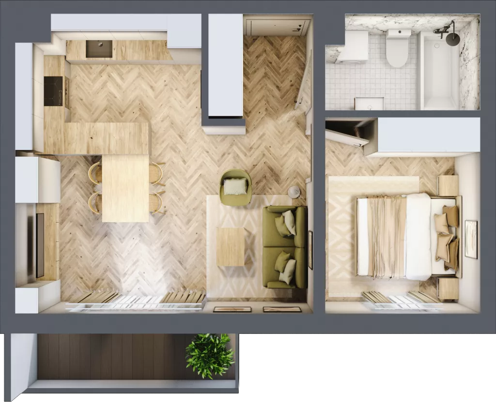 2 pokoje, mieszkanie 41,06 m², piętro 2, oferta nr A_1_21, Bukovo Park, Szczecin, Północ, Bukowo, ul. Strzelców Karpackich