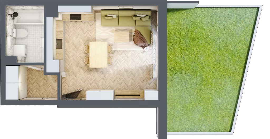 1 pokój, mieszkanie 30,93 m², parter, oferta nr A_1_01, Bukovo Park, Szczecin, Północ, Bukowo, ul. Strzelców Karpackich