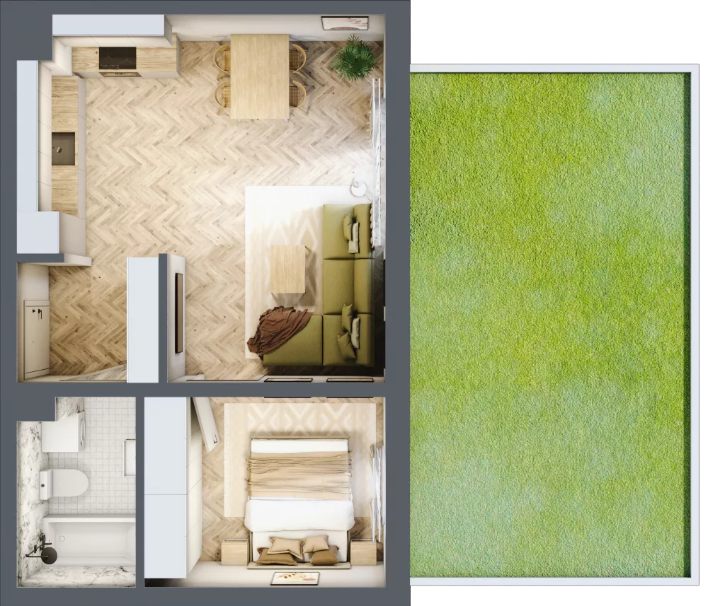 2 pokoje, mieszkanie 41,22 m², parter, oferta nr A_1_08, Bukovo Park, Szczecin, Północ, Bukowo, ul. Strzelców Karpackich
