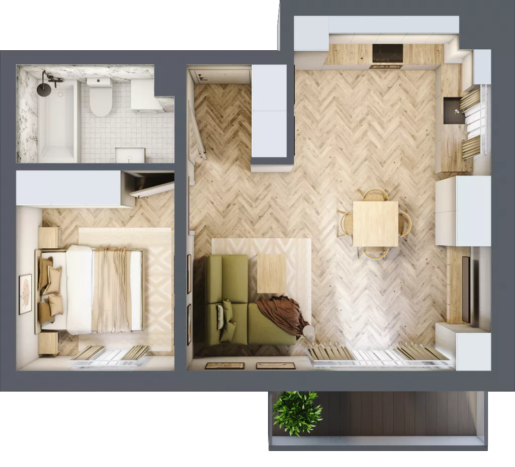 2 pokoje, mieszkanie 43,96 m², piętro 2, oferta nr A_1_22, Bukovo Park, Szczecin, Północ, Bukowo, ul. Strzelców Karpackich