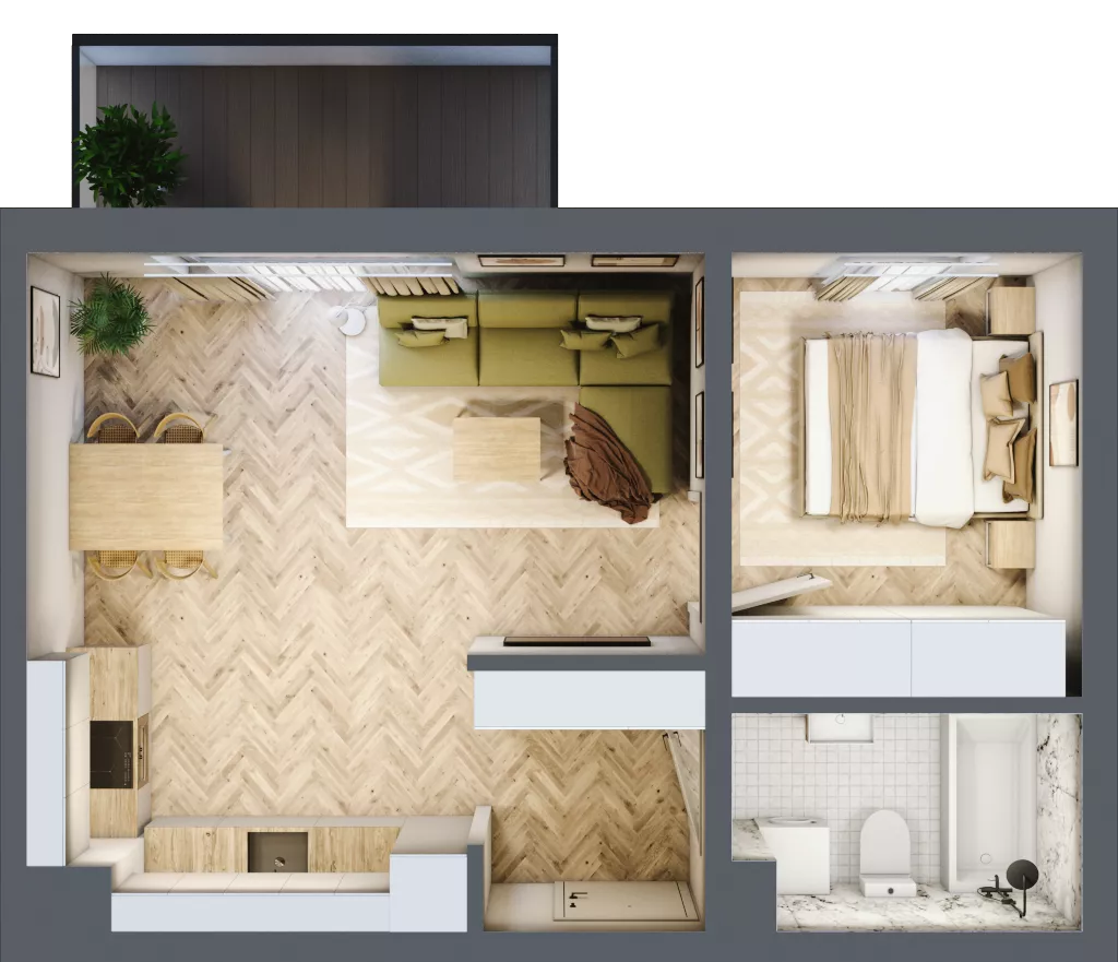 2 pokoje, mieszkanie 41,22 m², piętro 1, oferta nr A_1_16, Bukovo Park, Szczecin, Północ, Bukowo, ul. Strzelców Karpackich