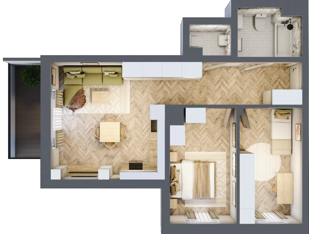 3 pokoje, mieszkanie 60,85 m², piętro 2, oferta nr B_2_18, Bukovo Park, Szczecin, Północ, Bukowo, ul. Strzelców Karpackich