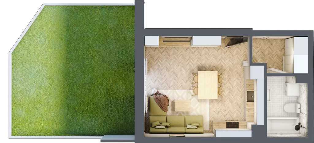 1 pokój, mieszkanie 30,93 m², parter, oferta nr B_2_01, Bukovo Park, Szczecin, Północ, Bukowo, ul. Strzelców Karpackich