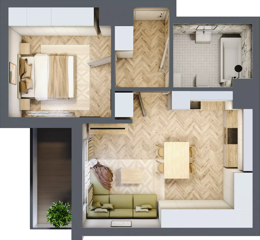 2 pokoje, mieszkanie 44,77 m², piętro 1, oferta nr B_3_11, Bukovo Park, Szczecin, Północ, Bukowo, ul. Strzelców Karpackich
