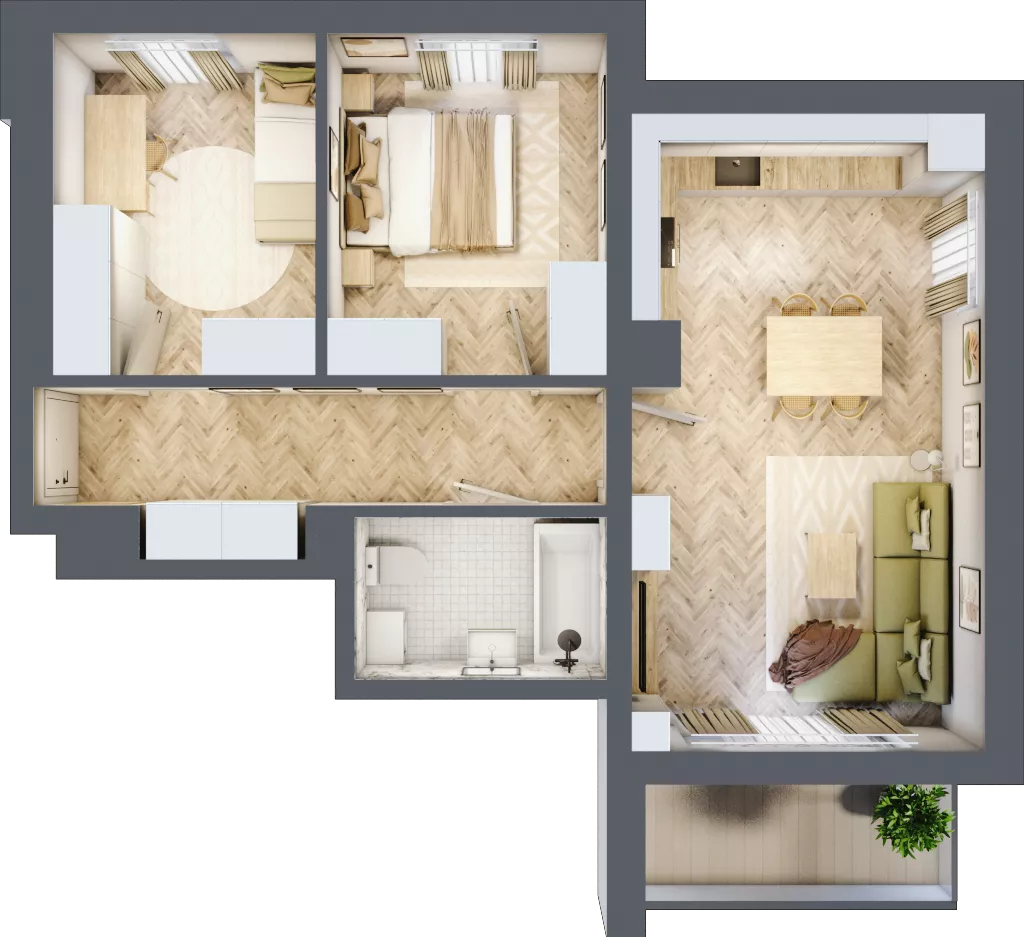 3 pokoje, mieszkanie 58,55 m², piętro 2, oferta nr B_3_20, Bukovo Park, Szczecin, Północ, Bukowo, ul. Strzelców Karpackich