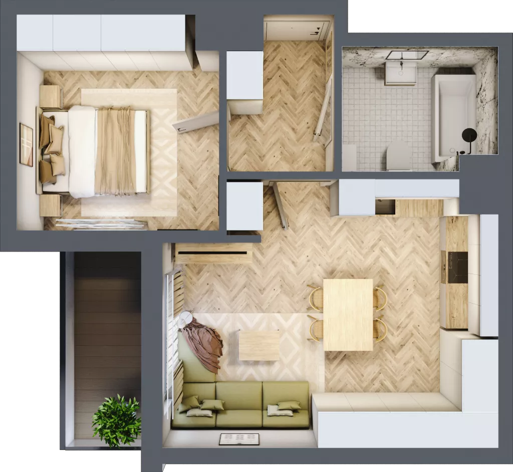 2 pokoje, mieszkanie 44,77 m², piętro 2, oferta nr B_3_18, Bukovo Park, Szczecin, Północ, Bukowo, ul. Strzelców Karpackich