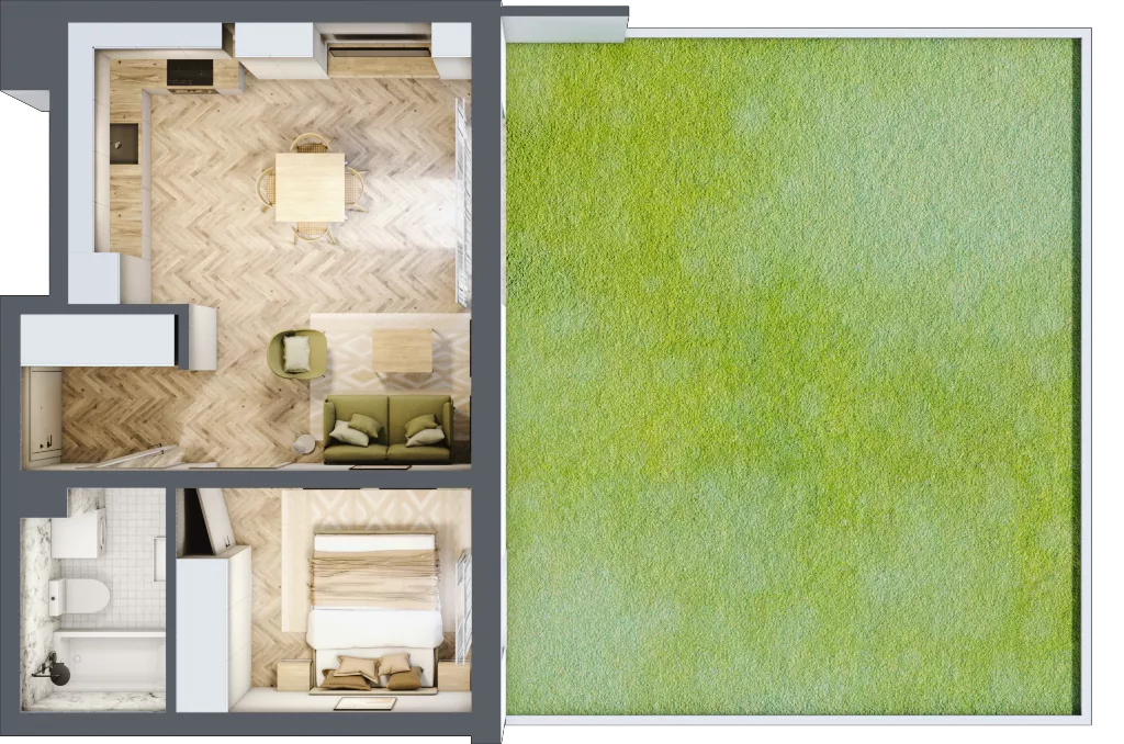 2 pokoje, mieszkanie 39,02 m², parter, oferta nr B_2_04, Bukovo Park, Szczecin, Północ, Bukowo, ul. Strzelców Karpackich