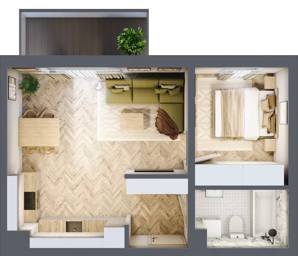 2 pokoje, mieszkanie 41,22 m², piętro 1, oferta nr B_2_16, Bukovo Park, Szczecin, Północ, Bukowo, ul. Strzelców Karpackich
