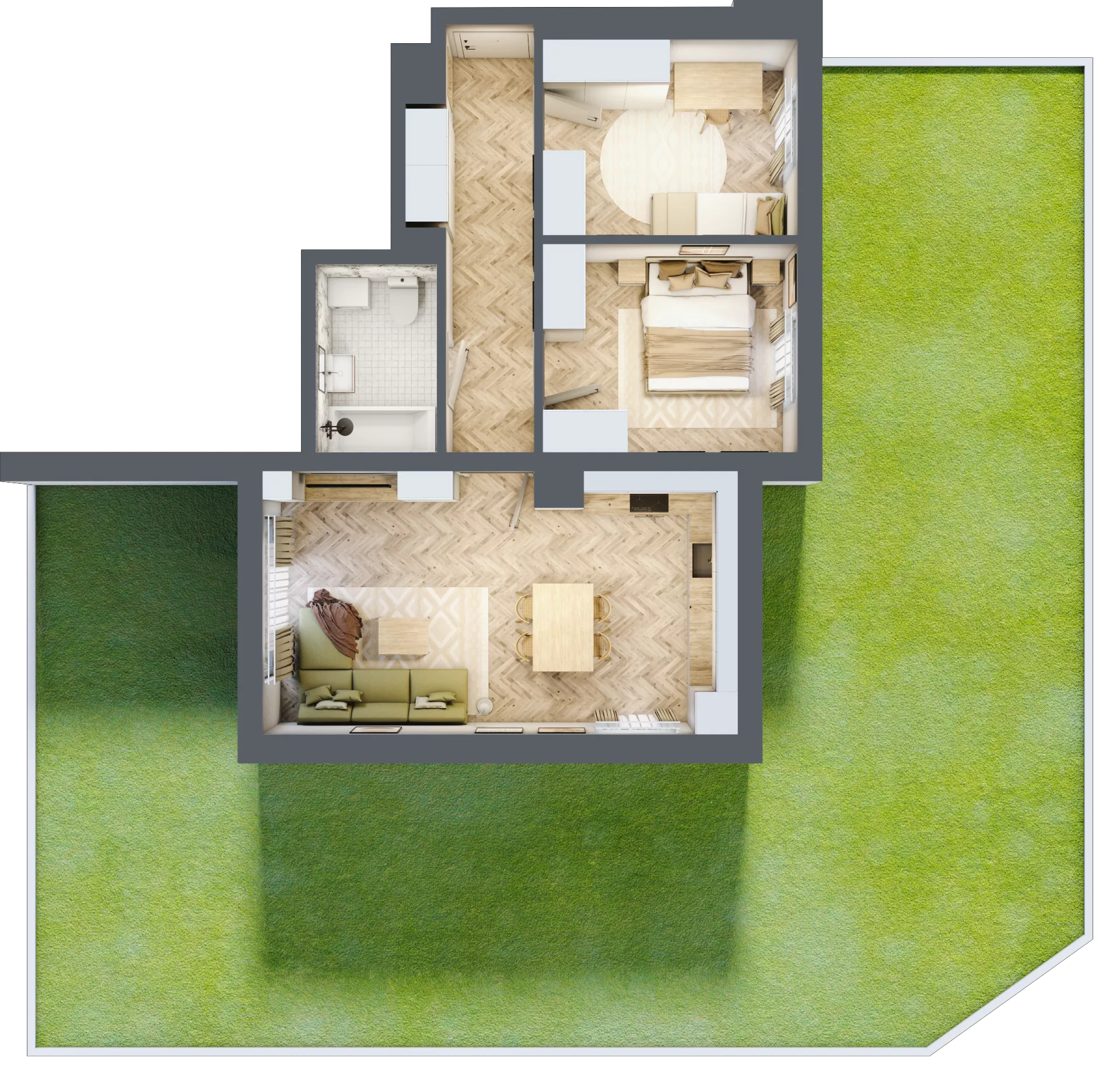 3 pokoje, mieszkanie 58,55 m², parter, oferta nr B_3_02, Bukovo Park, Szczecin, Północ, Bukowo, ul. Strzelców Karpackich