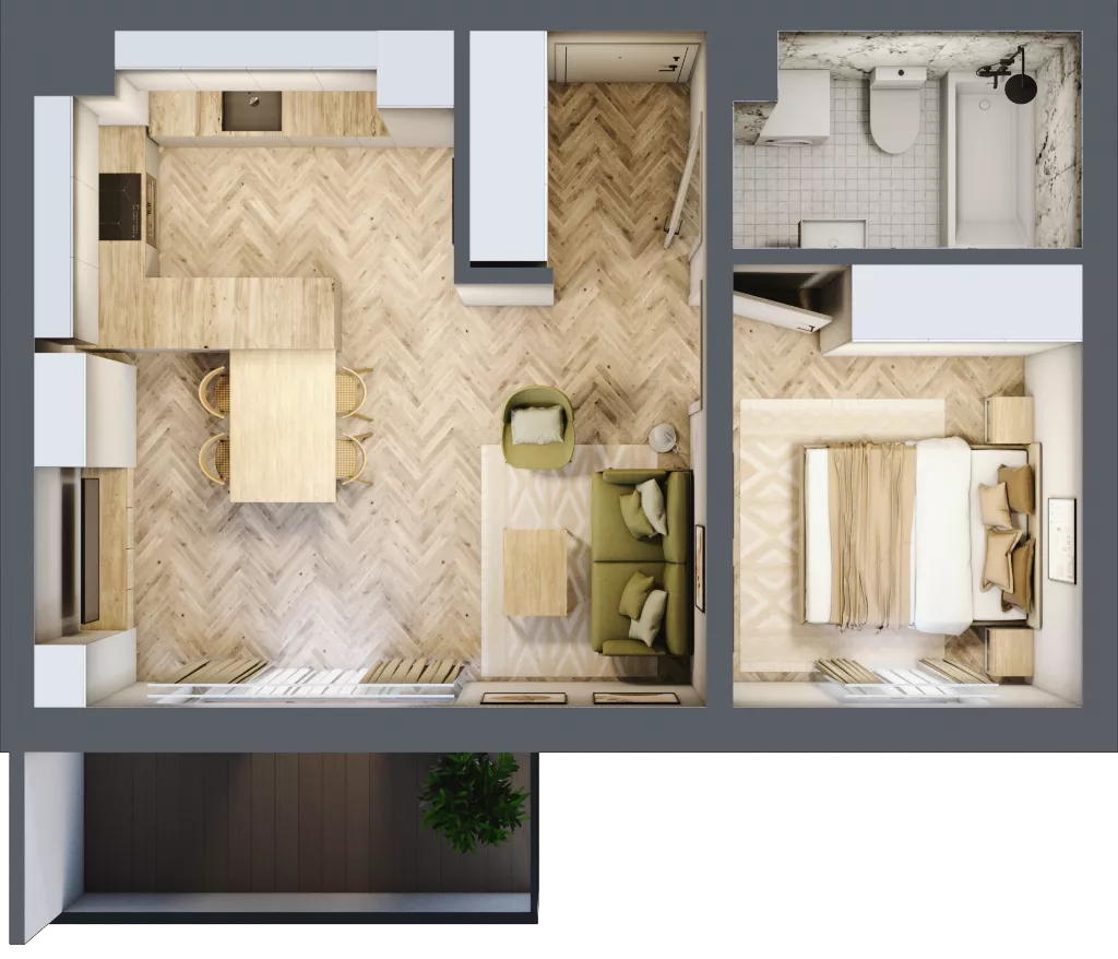 2 pokoje, mieszkanie 41,06 m², piętro 2, oferta nr B_2_21, Bukovo Park, Szczecin, Północ, Bukowo, ul. Strzelców Karpackich