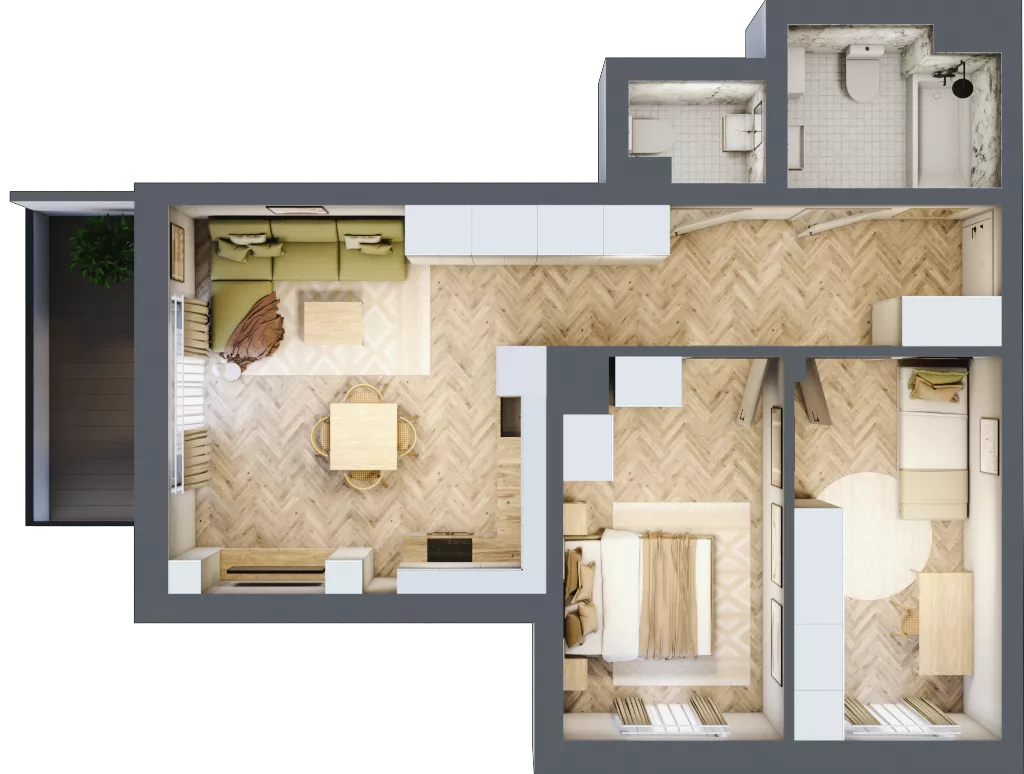 3 pokoje, mieszkanie 60,85 m², piętro 1, oferta nr B_2_10, Bukovo Park, Szczecin, Północ, Bukowo, ul. Strzelców Karpackich