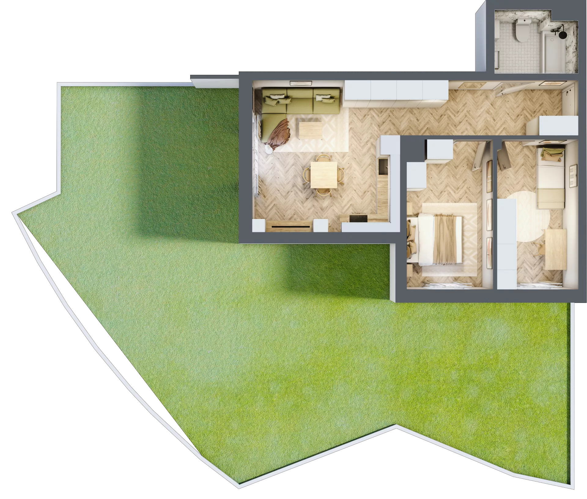 3 pokoje, mieszkanie 58,99 m², parter, oferta nr B_2_02, Bukovo Park, Szczecin, Północ, Bukowo, ul. Strzelców Karpackich