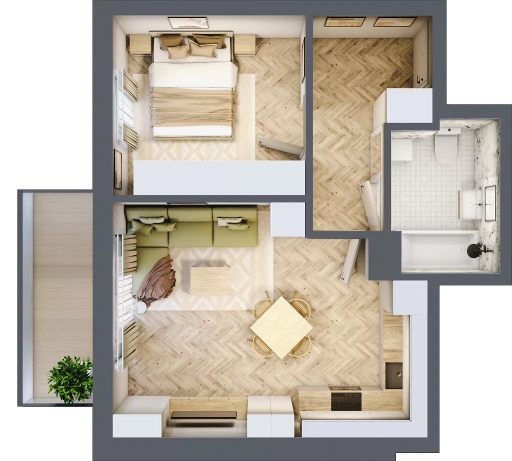 2 pokoje, mieszkanie 42,18 m², piętro 1, oferta nr B_3_12, Bukovo Park, Szczecin, Północ, Bukowo, ul. Strzelców Karpackich