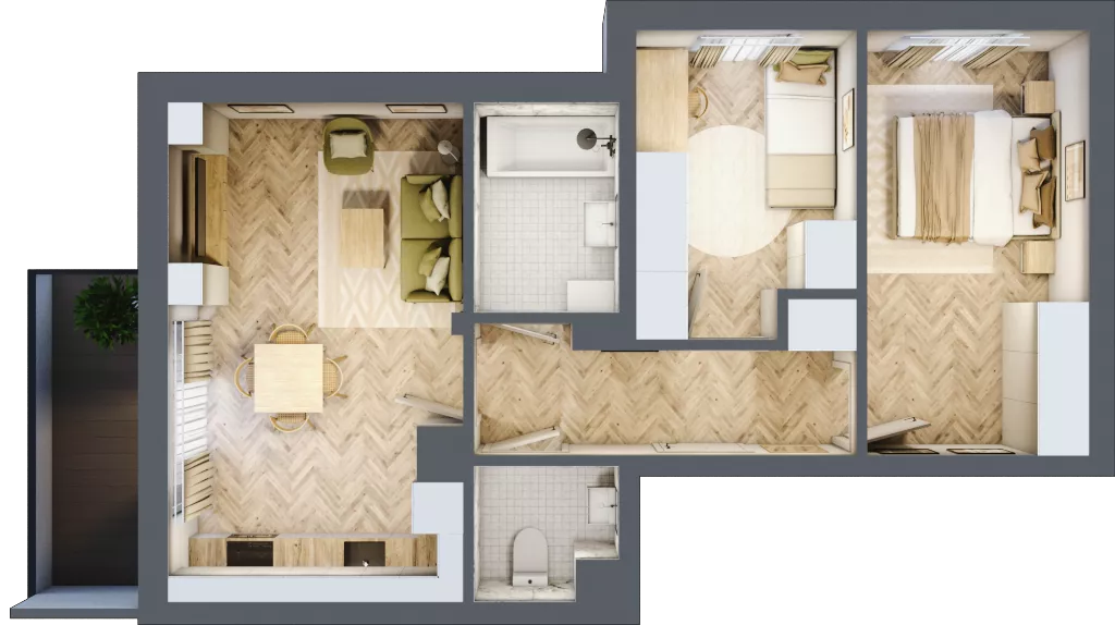 3 pokoje, mieszkanie 54,66 m², piętro 2, oferta nr B_3_14, Bukovo Park, Szczecin, Północ, Bukowo, ul. Strzelców Karpackich