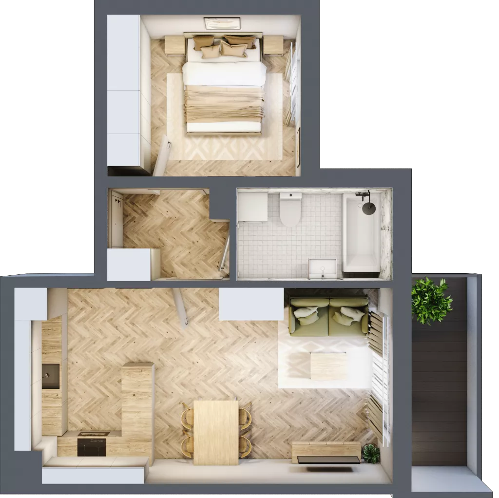 2 pokoje, mieszkanie 44,60 m², piętro 2, oferta nr B_3_17, Bukovo Park, Szczecin, Północ, Bukowo, ul. Strzelców Karpackich
