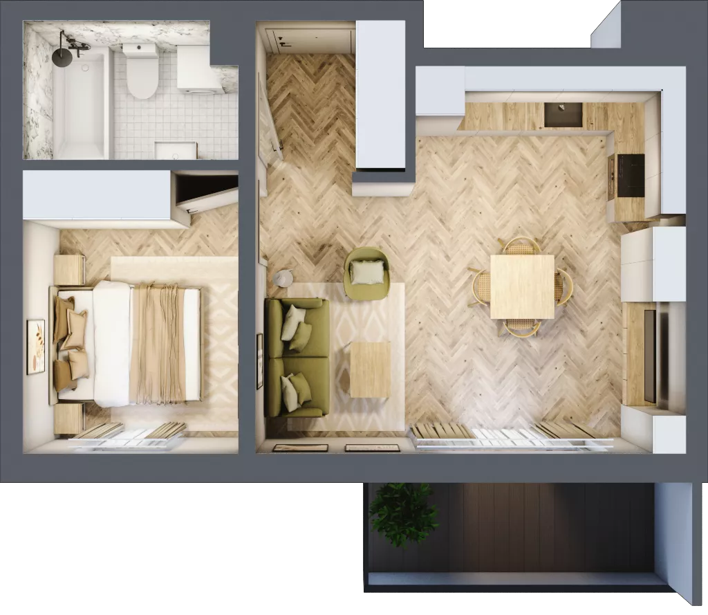 2 pokoje, mieszkanie 39,02 m², piętro 2, oferta nr B_2_20, Bukovo Park, Szczecin, Północ, Bukowo, ul. Strzelców Karpackich