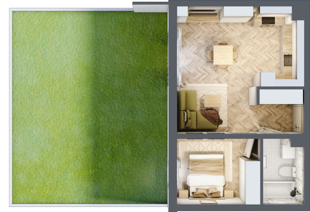 2 pokoje, mieszkanie 41,35 m², parter, oferta nr B_3_04, Bukovo Park, Szczecin, Północ, Bukowo, ul. Strzelców Karpackich