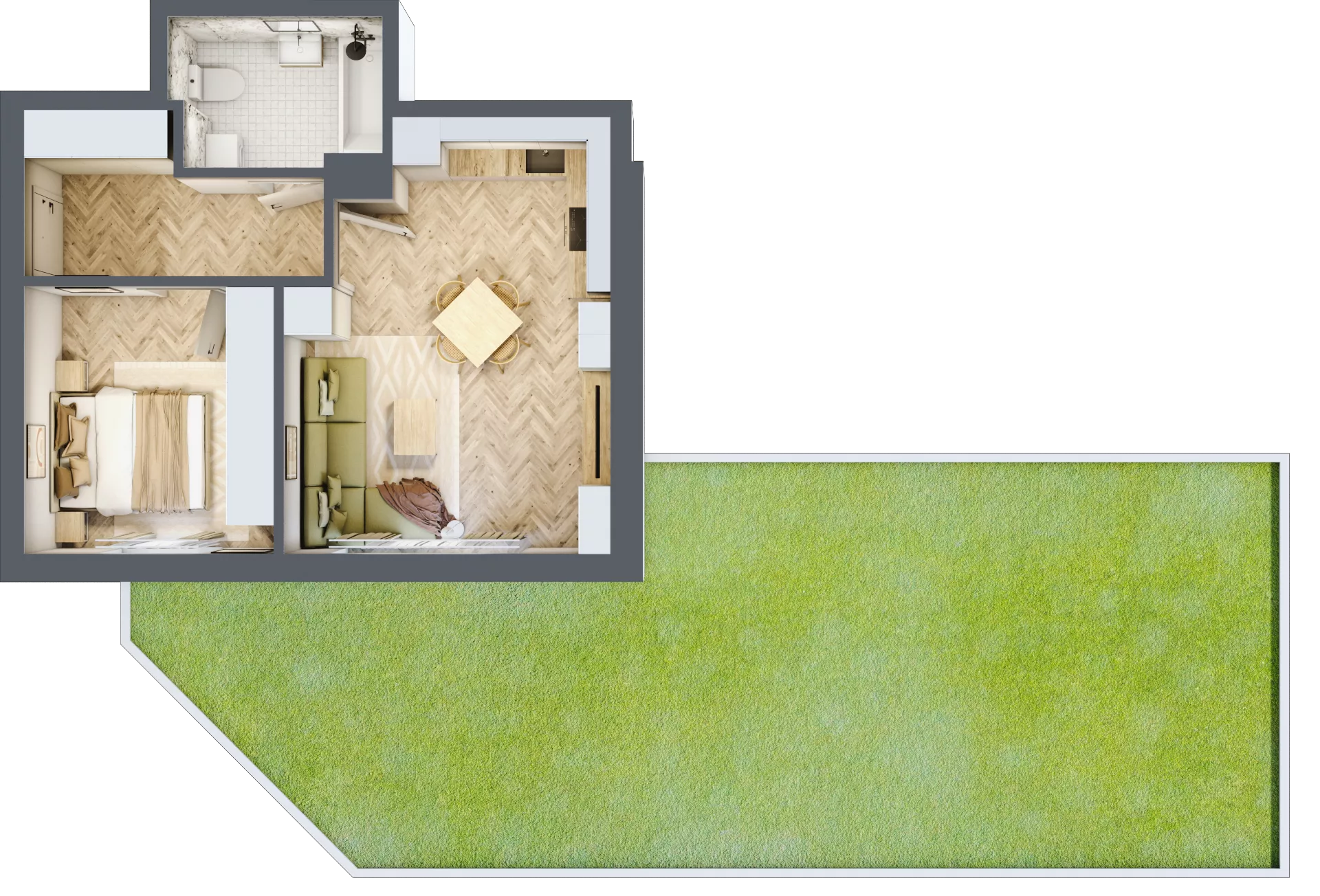 2 pokoje, mieszkanie 42,18 m², parter, oferta nr B_3_01, Bukovo Park, Szczecin, Północ, Bukowo, ul. Strzelców Karpackich