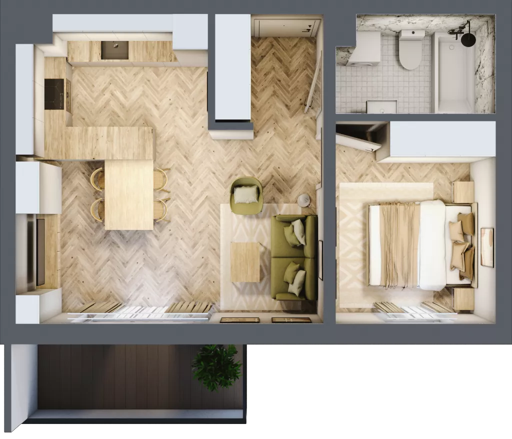 2 pokoje, mieszkanie 41,06 m², piętro 1, oferta nr B_2_13, Bukovo Park, Szczecin, Północ, Bukowo, ul. Strzelców Karpackich