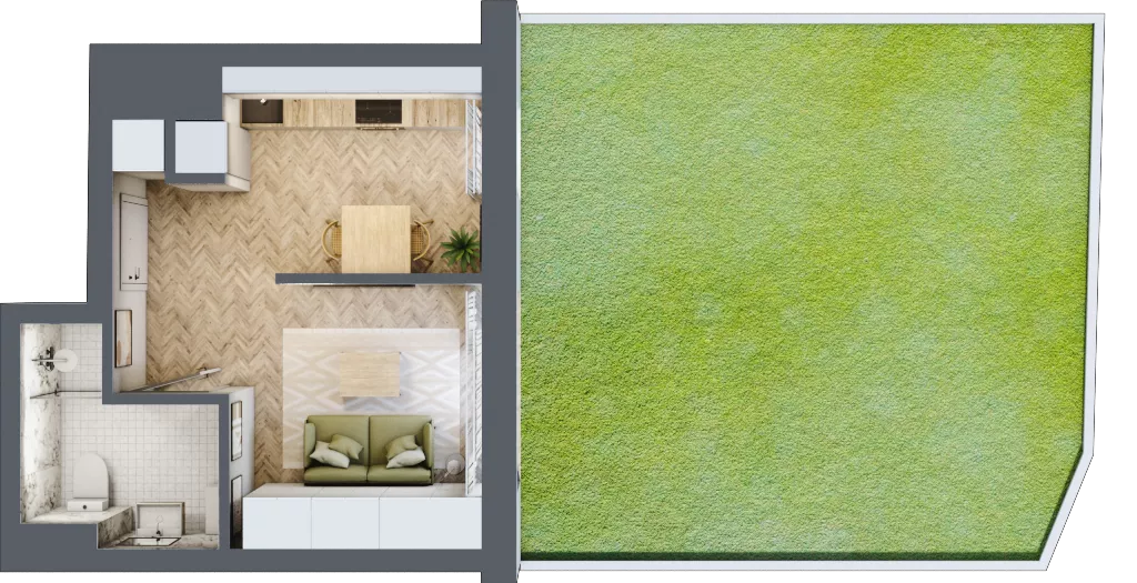 1 pokój, mieszkanie 25,27 m², parter, oferta nr C_4_07, Bukovo Park, Szczecin, Północ, Bukowo, ul. Strzelców Karpackich