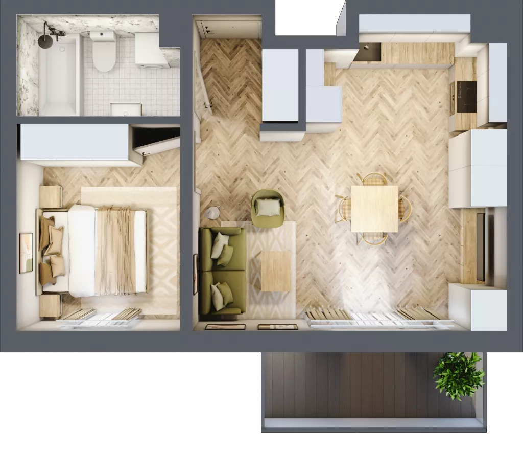 2 pokoje, mieszkanie 40,23 m², piętro 2, oferta nr C_4_18, Bukovo Park, Szczecin, Północ, Bukowo, ul. Strzelców Karpackich