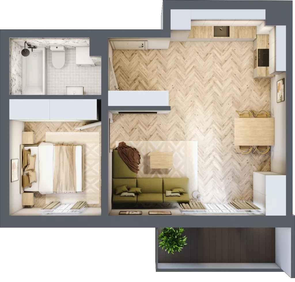2 pokoje, mieszkanie 44,23 m², piętro 2, oferta nr C_5_23, Bukovo Park, Szczecin, Północ, Bukowo, ul. Strzelców Karpackich