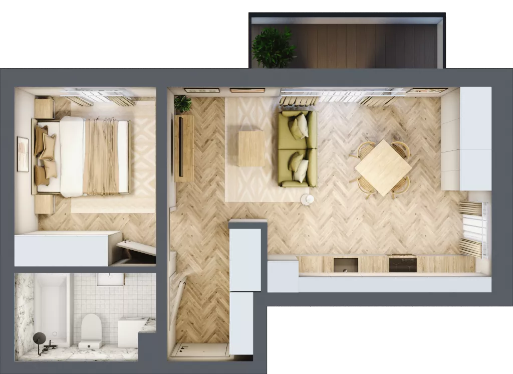 2 pokoje, mieszkanie 40,62 m², piętro 2, oferta nr C_4_23, Bukovo Park, Szczecin, Północ, Bukowo, ul. Strzelców Karpackich