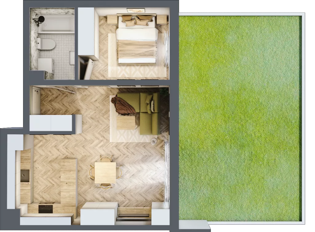 2 pokoje, mieszkanie 44,17 m², parter, oferta nr C_5_06, Bukovo Park, Szczecin, Północ, Bukowo, ul. Strzelców Karpackich