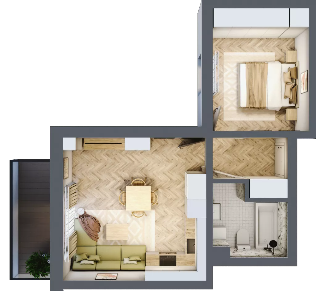2 pokoje, mieszkanie 41,26 m², piętro 1, oferta nr C_4_09, Bukovo Park, Szczecin, Północ, Bukowo, ul. Strzelców Karpackich