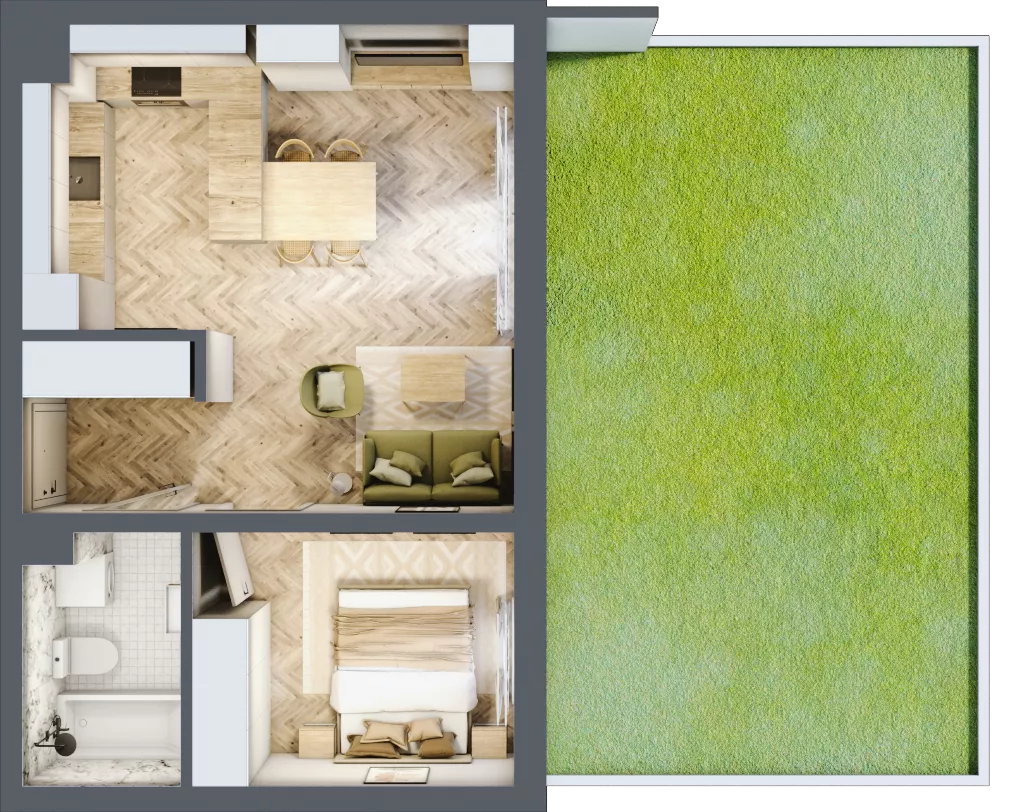 2 pokoje, mieszkanie 41,06 m², parter, oferta nr C_5_05, Bukovo Park, Szczecin, Północ, Bukowo, ul. Strzelców Karpackich