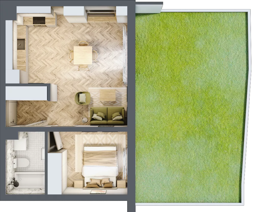 2 pokoje, mieszkanie 41,09 m², parter, oferta nr C_4_05, Bukovo Park, Szczecin, Północ, Bukowo, ul. Strzelców Karpackich