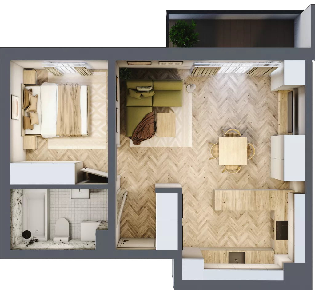 2 pokoje, mieszkanie 44,17 m², piętro 1, oferta nr C_5_14, Bukovo Park, Szczecin, Północ, Bukowo, ul. Strzelców Karpackich
