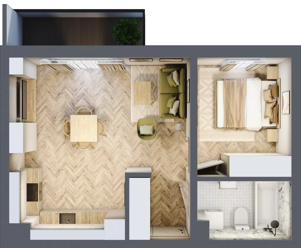 2 pokoje, mieszkanie 41,09 m², piętro 2, oferta nr C_4_22, Bukovo Park, Szczecin, Północ, Bukowo, ul. Strzelców Karpackich