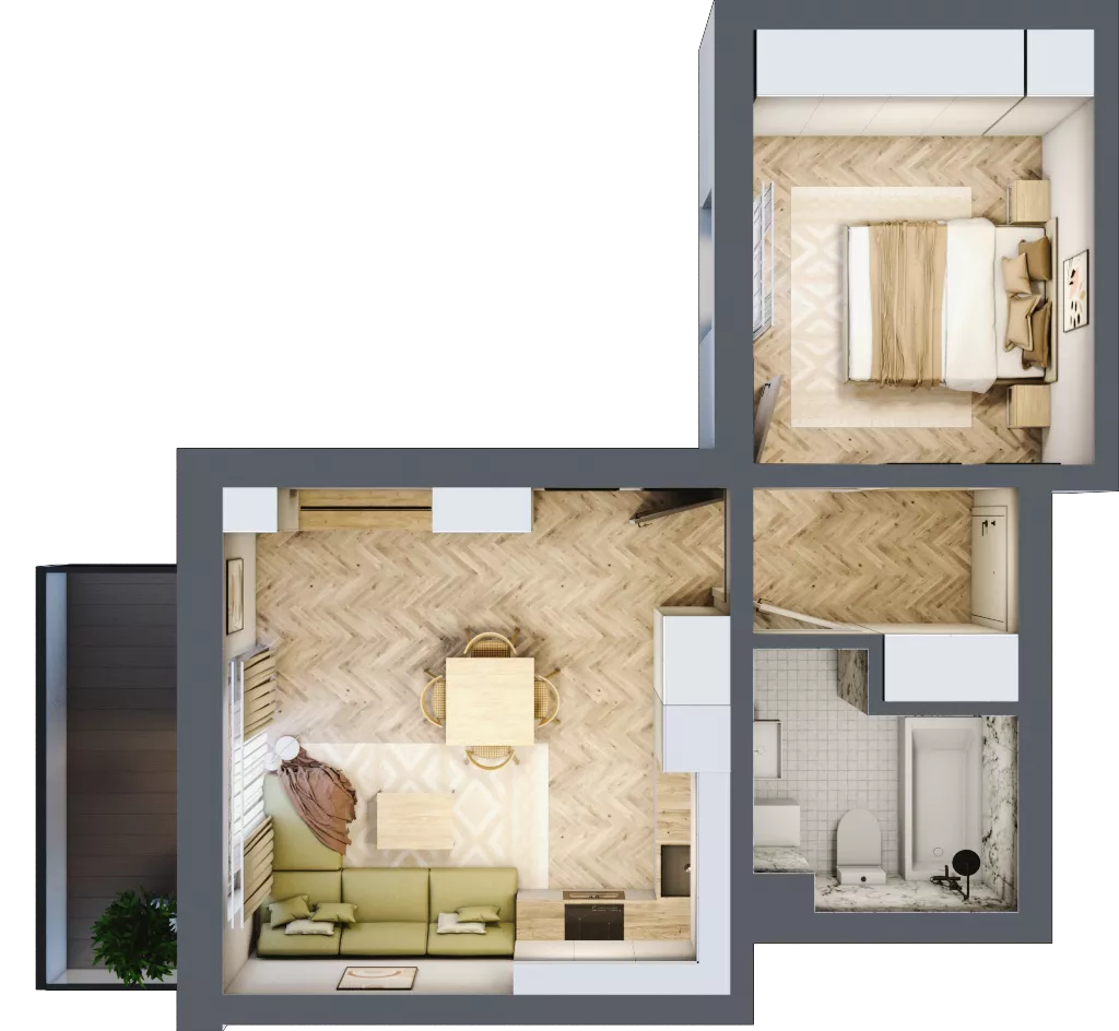 2 pokoje, mieszkanie 41,26 m², piętro 2, oferta nr C_4_26, Bukovo Park, Szczecin, Północ, Bukowo, ul. Strzelców Karpackich