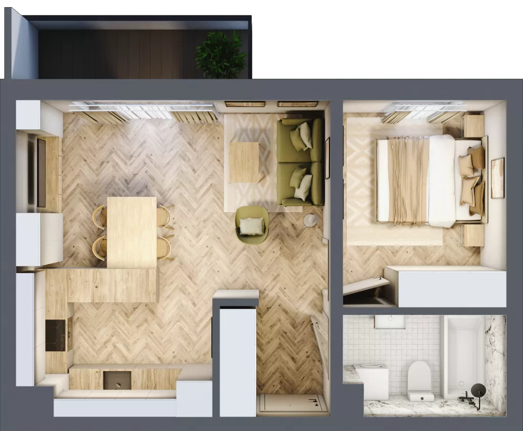 2 pokoje, mieszkanie 41,06 m², piętro 1, oferta nr C_5_13, Bukovo Park, Szczecin, Północ, Bukowo, ul. Strzelców Karpackich